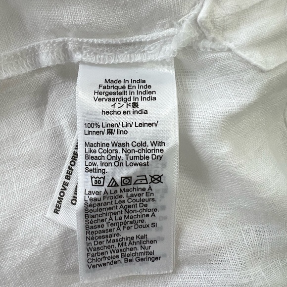 J. CREW Short Flutter Sleeve 100% Linen V-Neck Top in White, size S - Picture 6 of 9